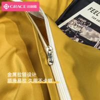 洁丽雅轻奢风四件套100简约ins水洗棉被套床单拼色三件套床上用品