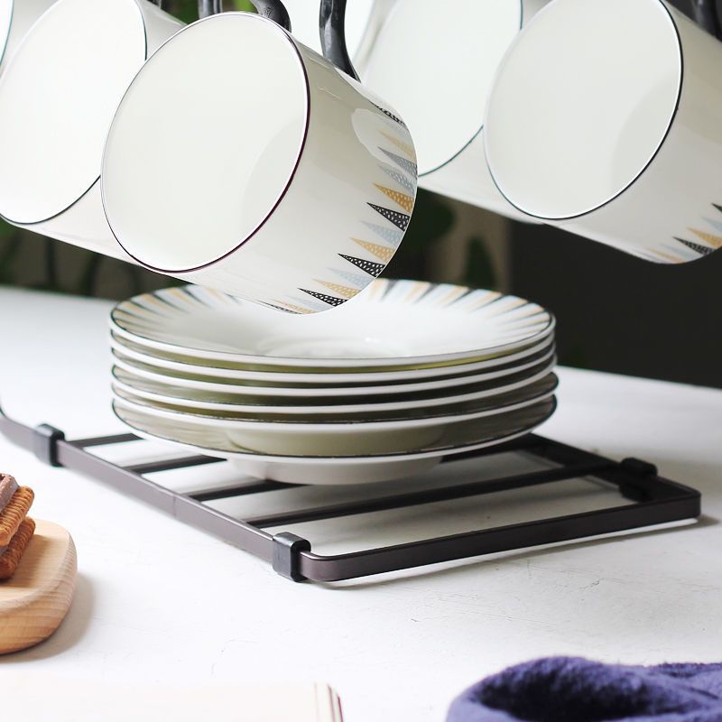 现代简约铁艺杯架水杯架沥水杯架子咖啡杯马克杯晾杯子架置物架 6杯