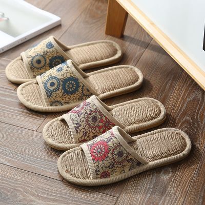 亚麻拖鞋女夏居家居凉拖鞋防滑四季麻拖厚底情侣地板夏天凉拖鞋男宝蓝