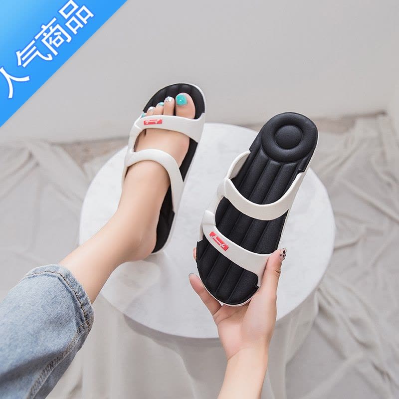 SUNTEK拖鞋女夏季外穿2023新款防滑网红女款沙滩鞋一字凉拖居家平底凉鞋图片