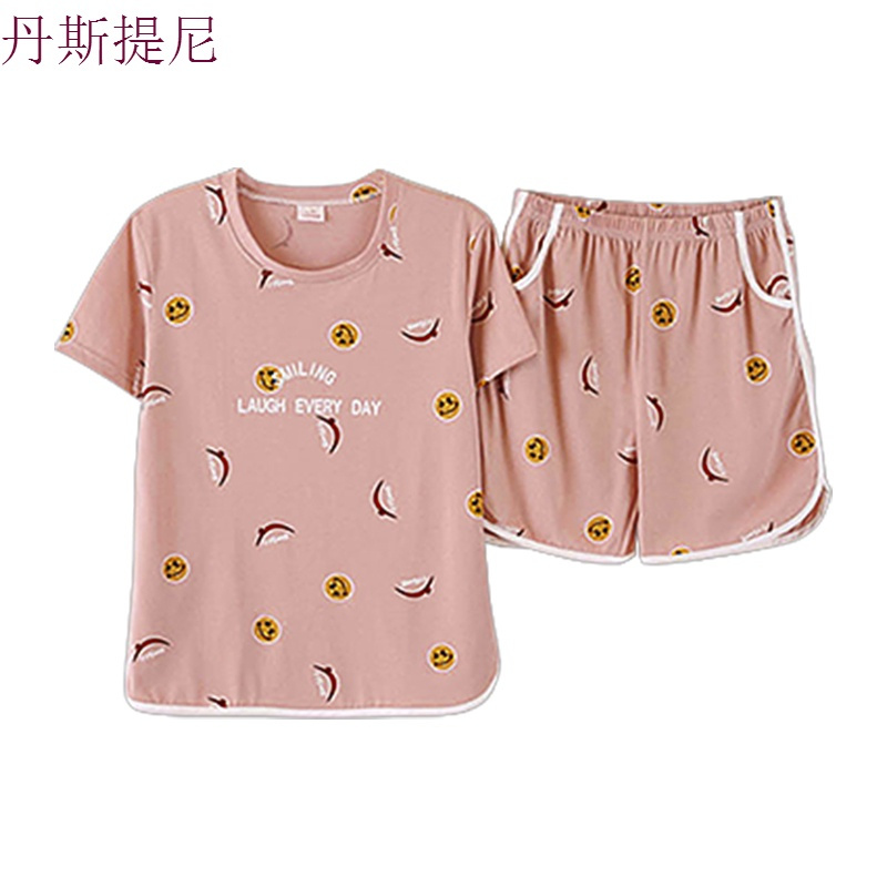 韩版睡衣女夏套装短袖清新纯棉大码宽松胖mm学生家居服20-30元