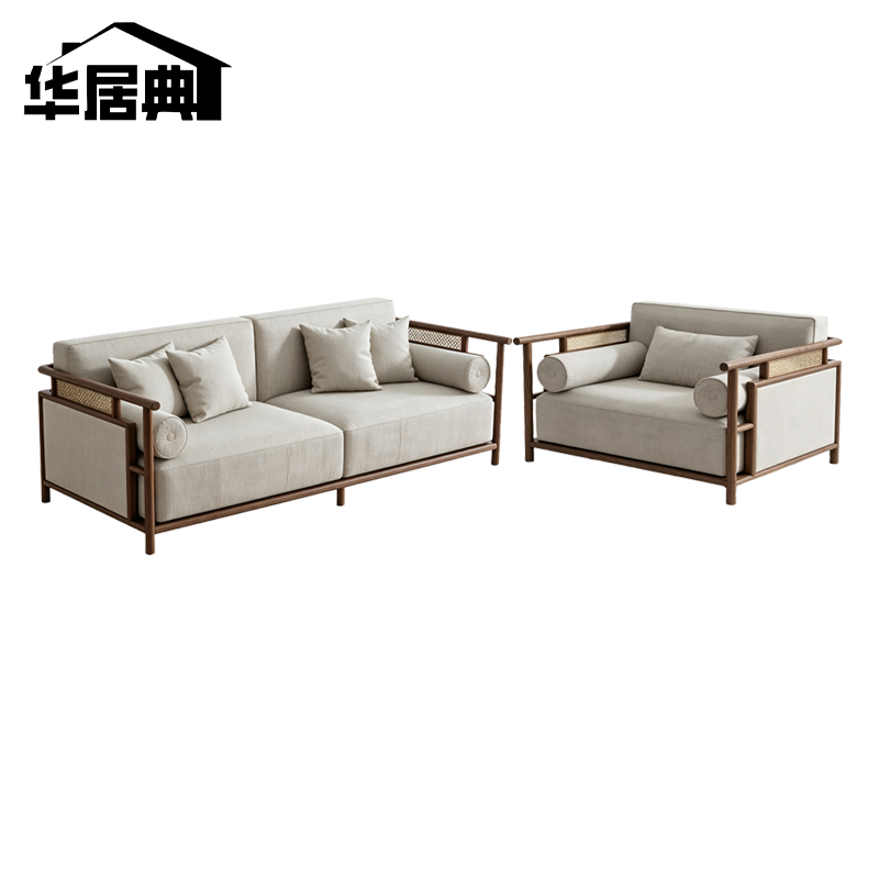 华居典 新中式沙发套装 1+2+3 SF-32 套高清大图