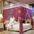 蚊帐家用防尘公主欧式宫廷落地加厚遮光帘2023加密支架高端不锈钢 升级加密-酒红全套加粗支架+帐纱 1.8*2.0米床