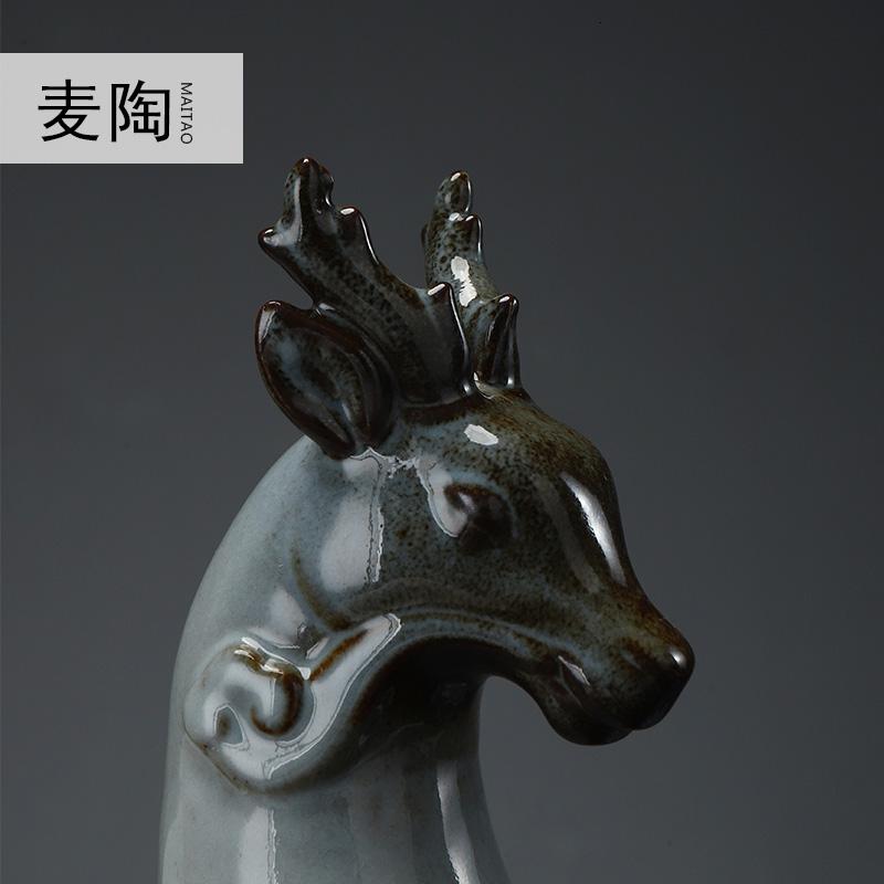 美帮汇新中式家居饰品简约创意酒柜电视柜塑陶瓷鹿装饰摆件高清大图