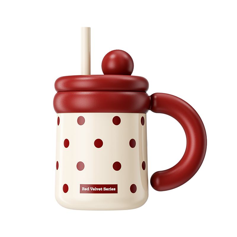 世大家 大艺术家桌面杯650ml陶瓷-赫本波点(红)高清大图