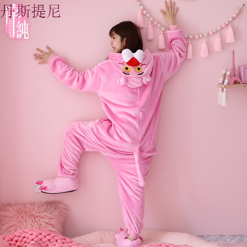 恐龙卡通动物连体睡衣男女秋冬季成人加厚可爱珊瑚绒韩版清新