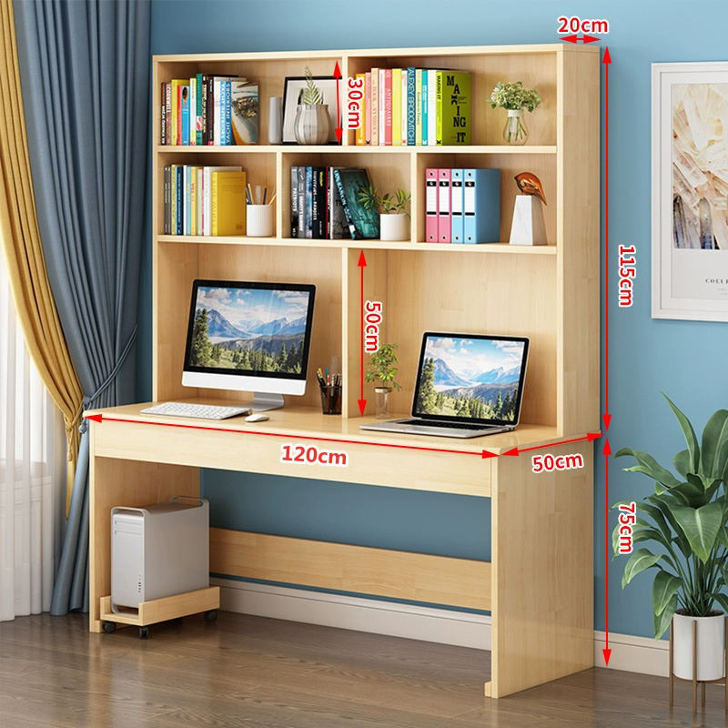 风雷缘员工书桌书架组合家用带书柜一体办公桌120书桌+书架高清大图