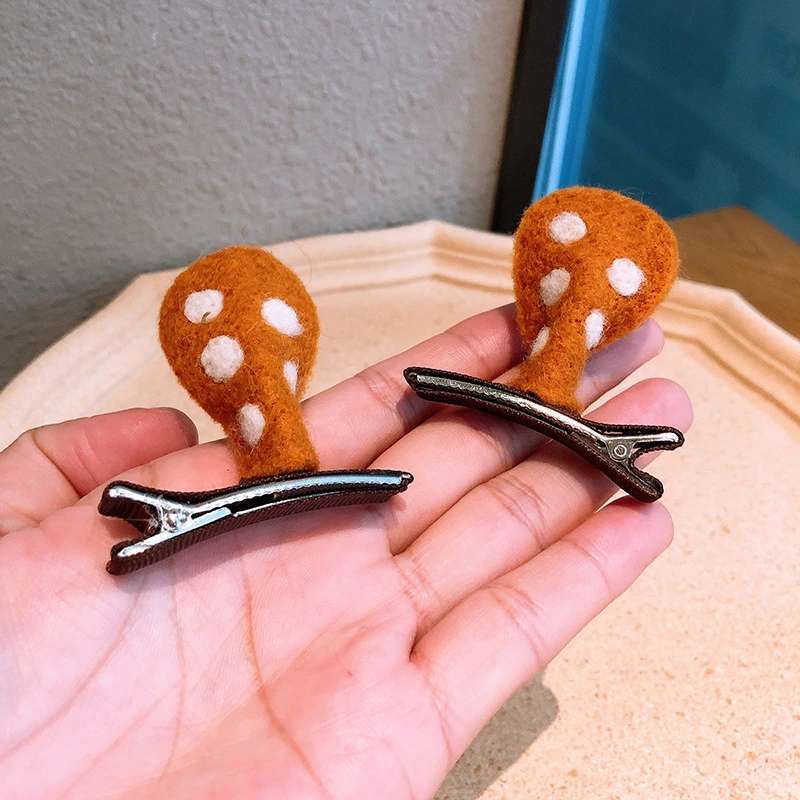 秋冬羊毛毡兔耳朵发夹可爱对夹卡通宝宝发卡女童夹子韩版儿童发饰兔