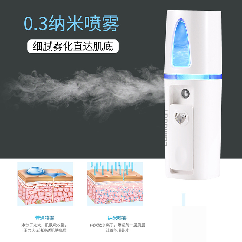 蓝韵 迷你纳米喷雾器美容保湿补水仪 便携式家用脸部加湿器面部冷喷BA213高清大图