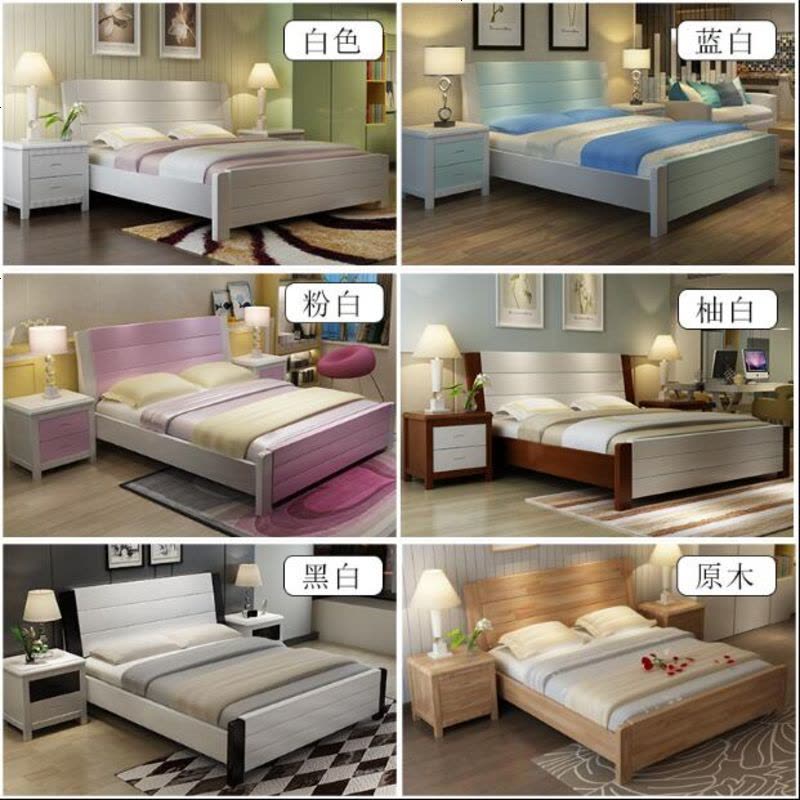现代简约全实木床白色橡木1.8米双人床1.5m1.2单人床1.35主卧家具图片