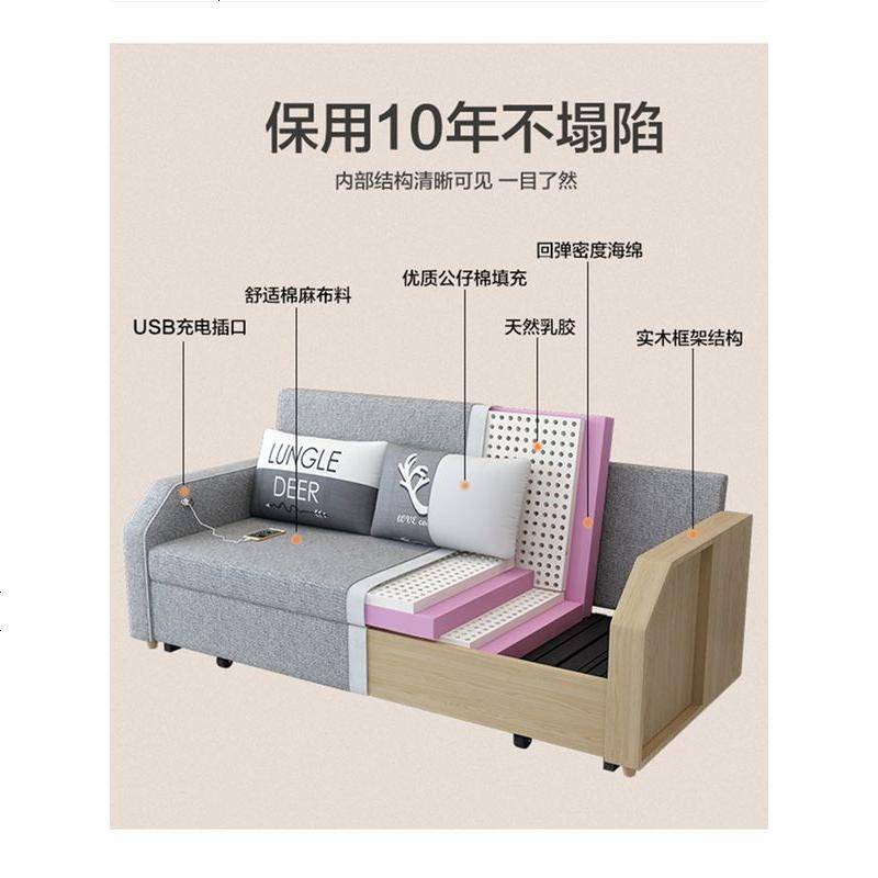 沙发床可折叠小户型双人1.5米坐卧多功能客厅1.8米网红款两用高清大图