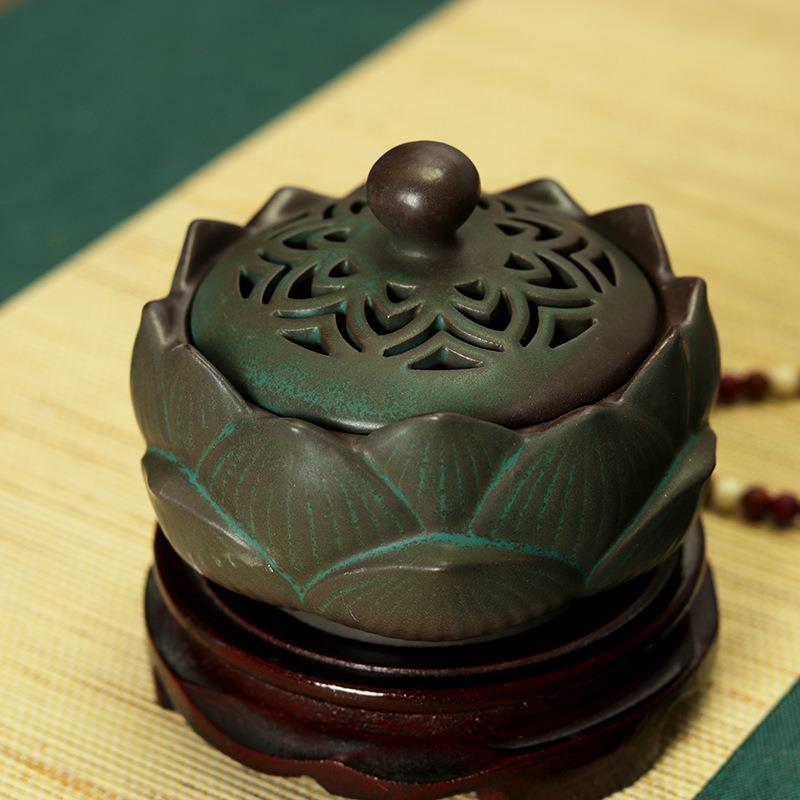 5号仿古香炉含防火棉陶瓷博山炉盘檀香炉书房居室佛堂汉代道具摆件