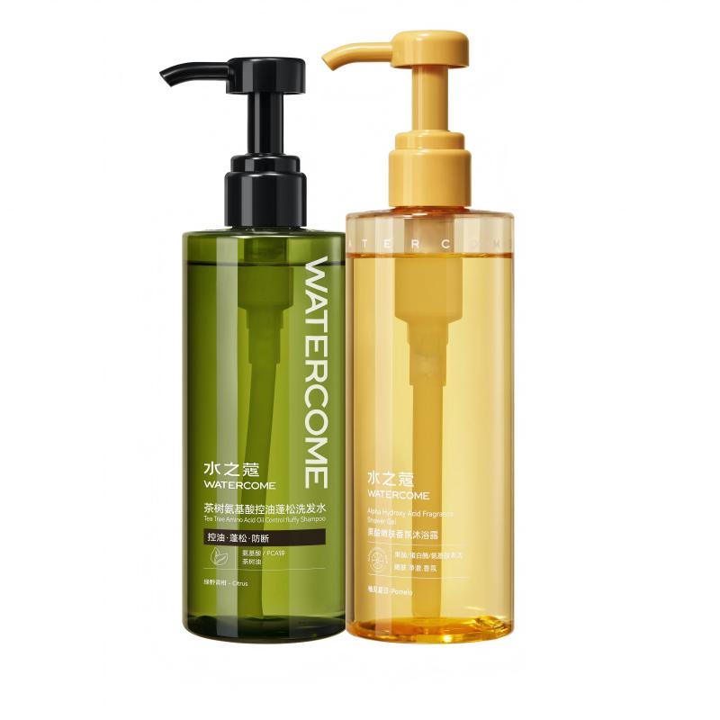 水之蔻茶树氨基酸控油蓬松洗发水+ 水之蔻果酸嫩肤香氛沐浴露(绿野青柑400ml+ 柚见夏日400ml(2025版))