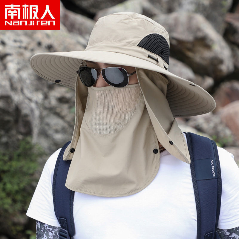 帽子男夏天渔夫帽遮阳帽男士钓鱼帽大檐太阳帽登山高清大图