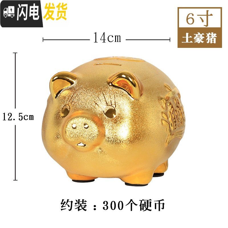 三维工匠储蓄大号只进不出不可存可取大人用可爱男女孩儿童家用金猪存钱罐 6寸土豪猪