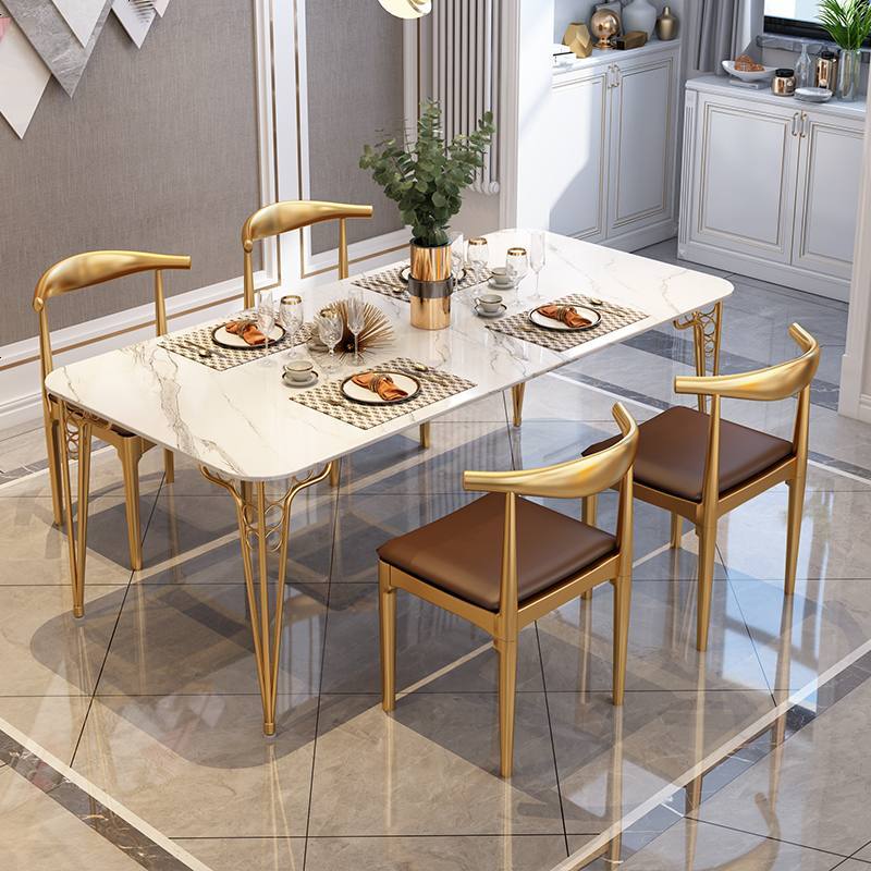 晓梦雅(xiaomengya)餐桌2021 轻奢大理石餐桌长方形北欧现代简约网红