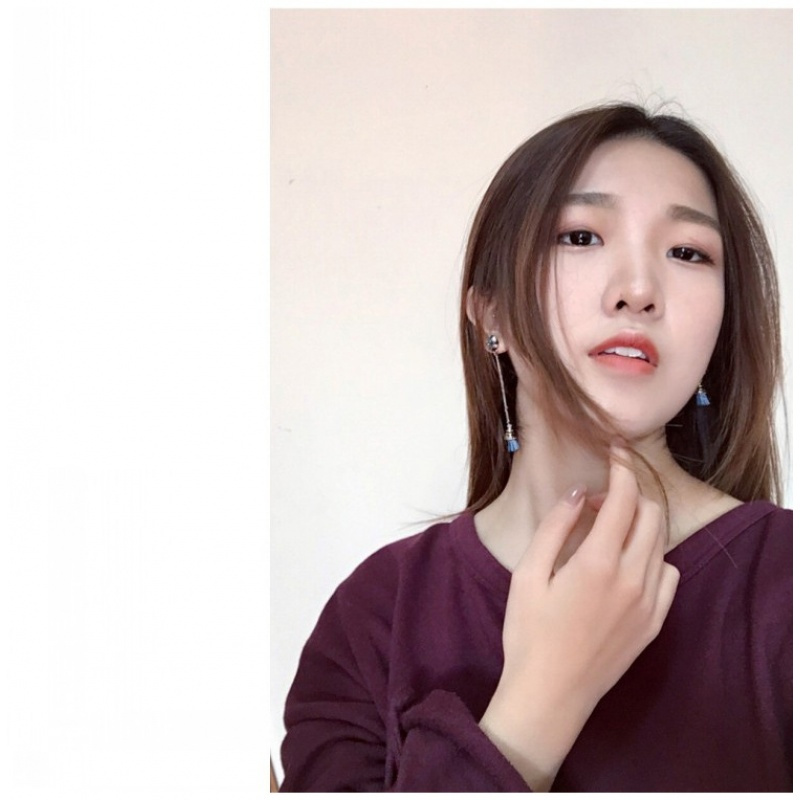韩国手工设计感不对称流苏耳环长款女复古优雅气质耳钉耳饰送女朋友七夕情人节礼物