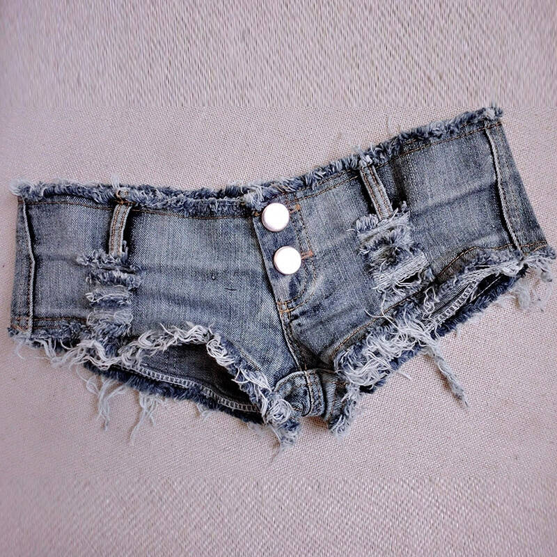 夜店女装低腰破洞毛边超短裤紧身百搭齐臀三角