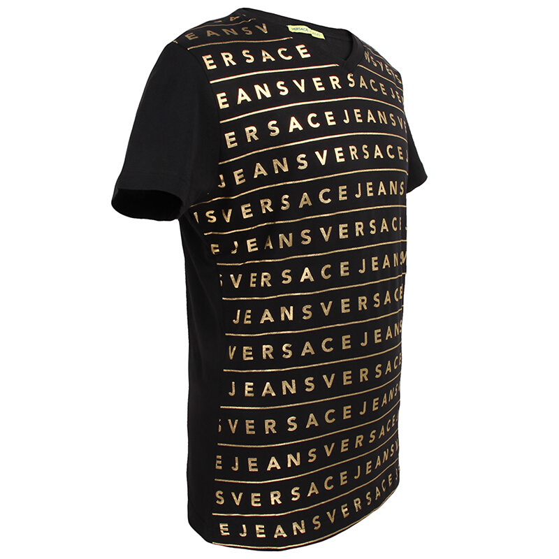 versace范思哲男士黑色v领短袖t恤b3gna75436590899