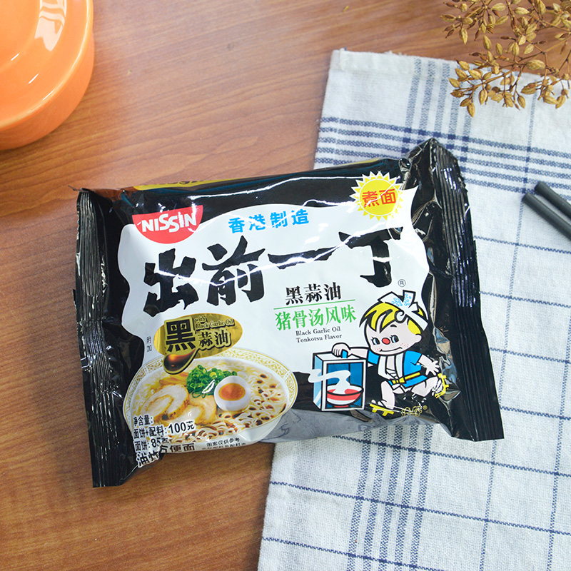 中国香港出前一丁方便面 黑蒜油猪骨汤味100g*30包/箱 方便速食泡面拉面办公室 熬夜高清大图