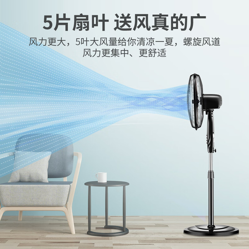 先锋黑色大风量DLD-D1落地扇摇头可升降电风扇家用高清大图