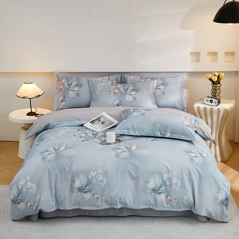 彼加曼 BGM-T2530“清风海棠”加厚铂金全棉四件套(被套200*230cm)