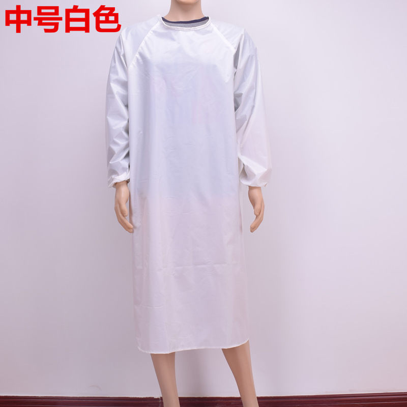 软皮围裙防水产餐饮专用洗碗食堂防油厨房女耐酸碱防尘罩衣工作男 中号白色