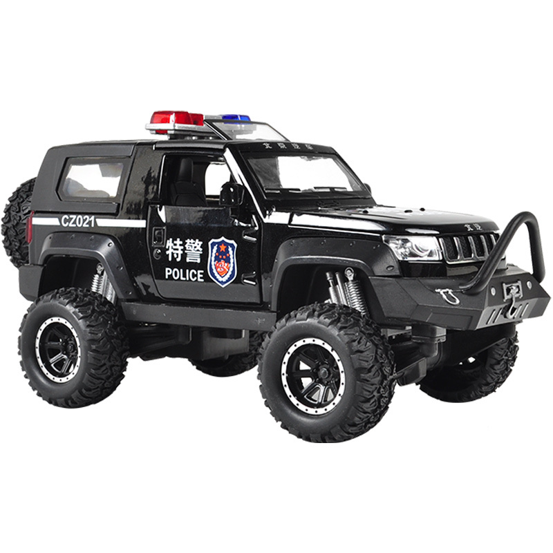 战狼男主角座驾北汽bj40合金小汽车模型警车越野车儿童玩具车回力