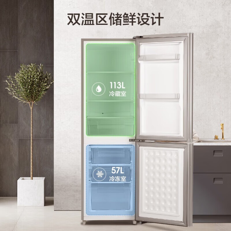 [官方正品]容声170升两门二门双门小电冰箱家用小户型节能超薄冷藏冷冻两用保鲜出租房宿舍BCD-170D11D