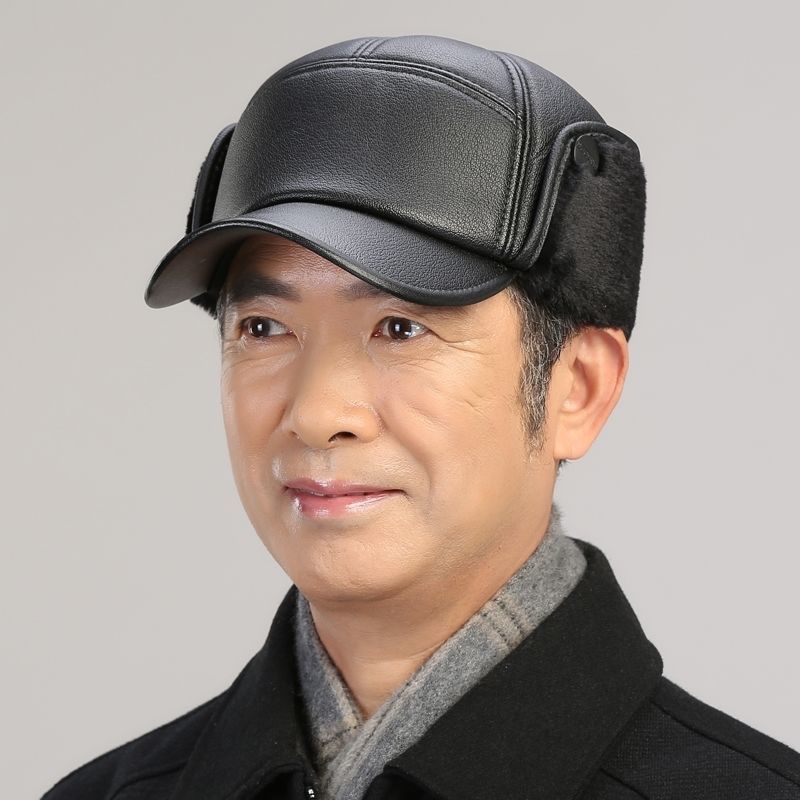 中老年皮帽子男士冬季保暖棒球雷锋帽老人帽护耳东北加厚棉帽户外