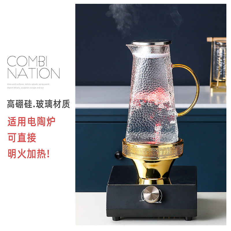 家庭轻奢水杯杯具套装家用烘焙精灵客厅玻璃水具喝水杯子茶壶整套带托盘 轻奢玻璃水具6件套[268]配送4勺子