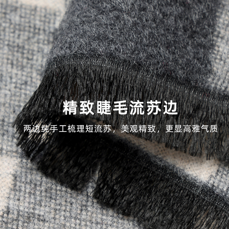 啄木鸟羊毛围巾男士秋冬季高档韩版百搭围脖保暖厚护颈礼盒装礼鸟高清大图