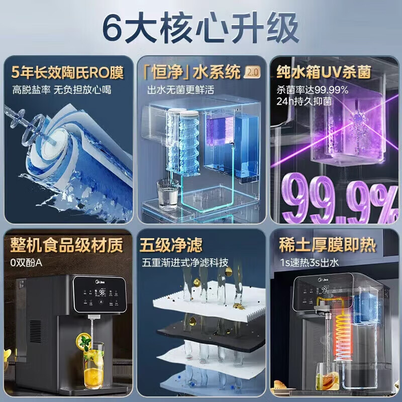 美的(Midea)台式净饮机净水器饮水机净水机前置过滤器直饮机一体机家用即热星河系列冷热双温 丨JD2197T-RO高清大图