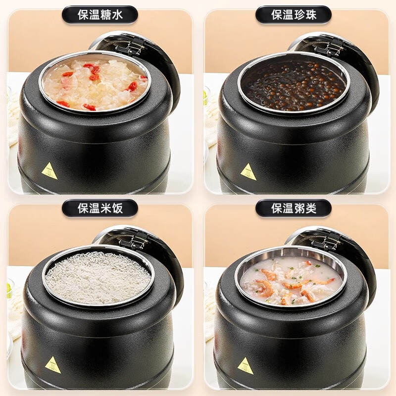 自助餐电子暖汤煲商用不锈钢电加热保温汤锅酒店早餐暖粥锅暖汤炉 13L不锈钢色-直型暖汤煲高清大图