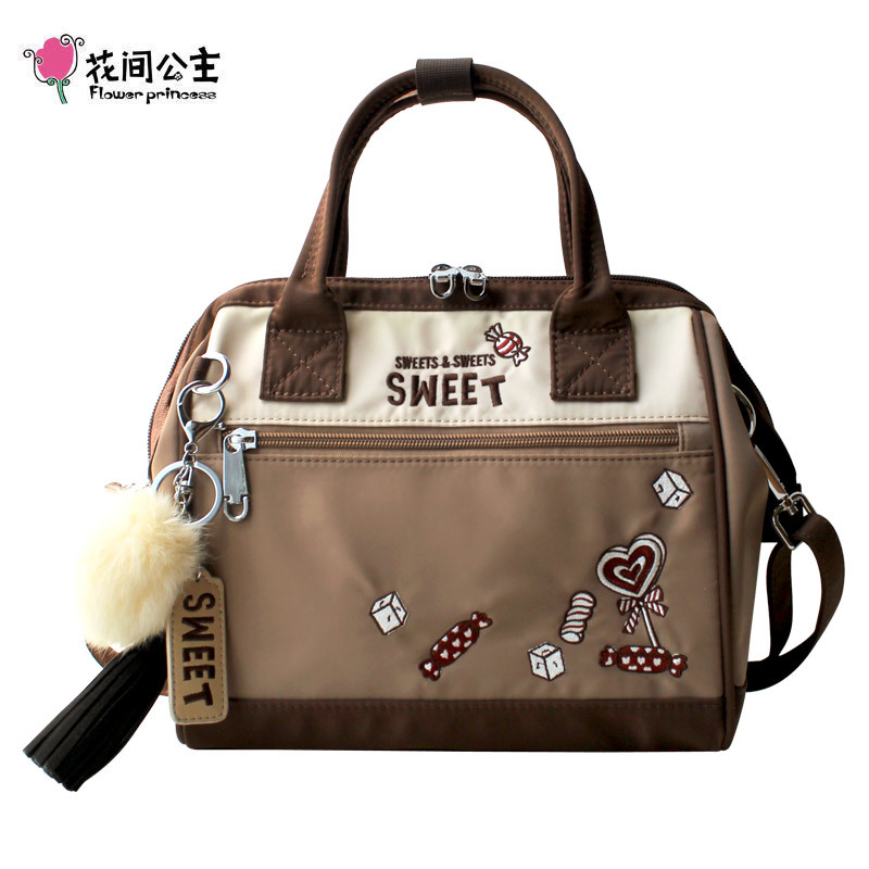 花间公主SWEET2021春季刺绣文艺斜挎单肩包手提尼龙布女包