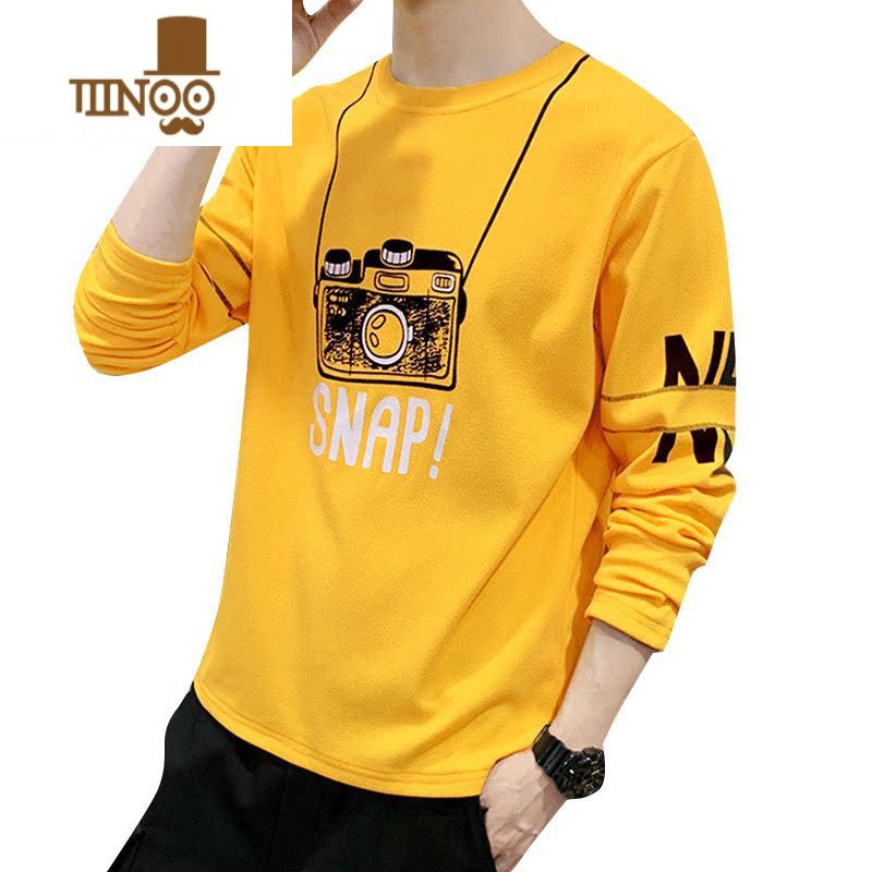 YANXU长袖t恤男2023秋季新款潮流ins卫衣打底衫韩版上衣服修身男装秋款高清大图