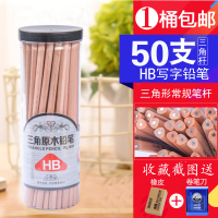 宝克(baoke)桶装原木铅笔六角HB笔PL1680考试2B铅笔小学生三角形HB铅笔幼儿园写字笔儿童铅笔文具考试绘画套装 50支三角形HB桶装PL1681