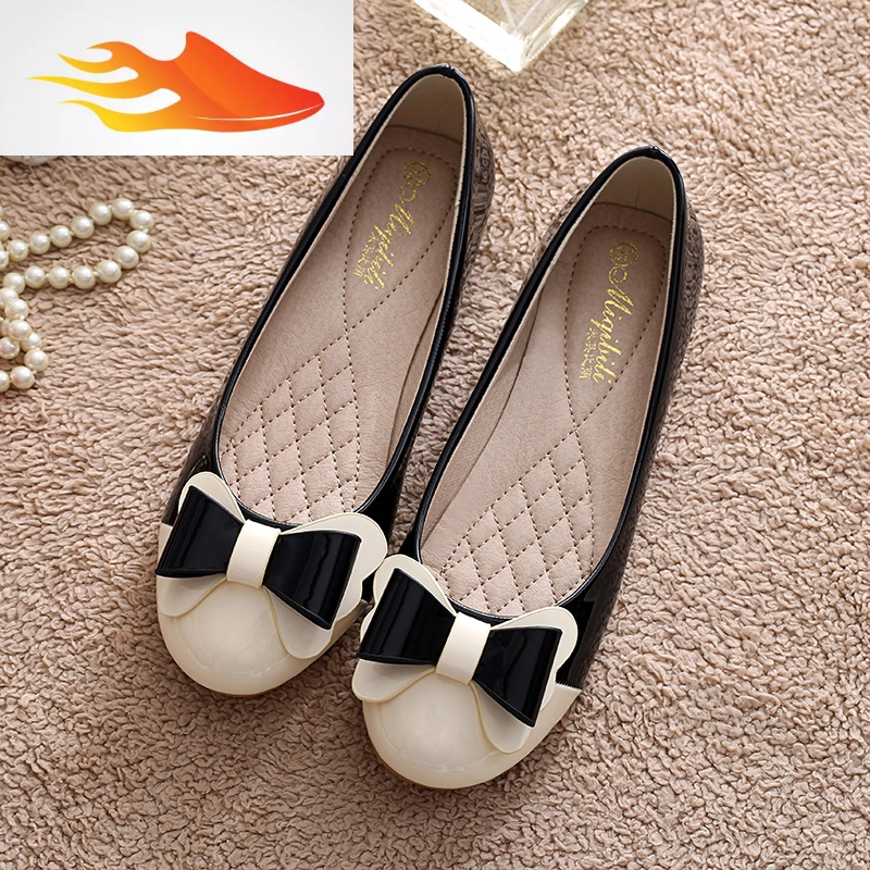 fishbasket瓢鞋女春秋圆头单鞋平底小码3334百搭豆豆鞋孕妇鞋大码女鞋