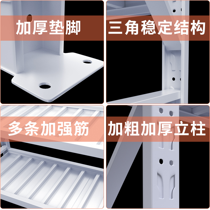 洛港 轻型货架仓库仓储家用货物架置物架储物架快递多层落地铁架子蓝色