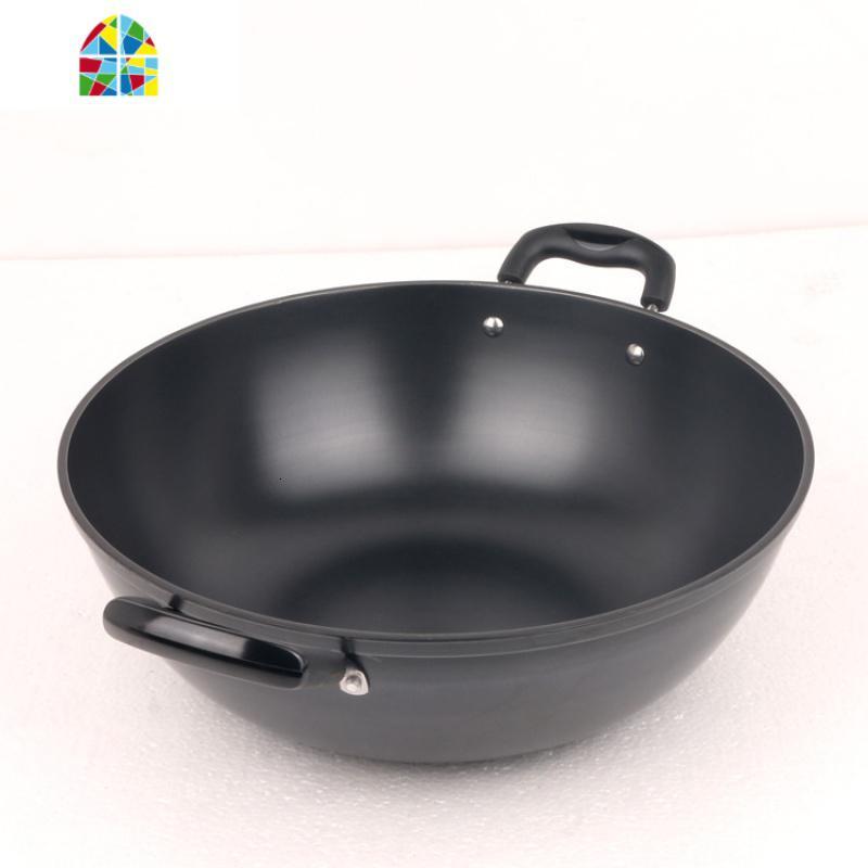 铸铁炒锅铁锅加厚炒菜锅不粘锅生铁锅双耳炖锅老式铁锅家用 FENGHOU 32厘米不带盖不带蒸笼