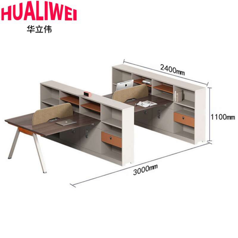 华立伟屏风办公桌六人位张高清大图