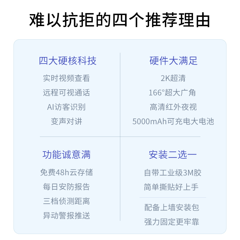 360 可视门铃5 Pro摄像头家用监控摄像头智能摄像机 2K智能门铃电子猫眼 无线wifi 300W超清夜视AR1C