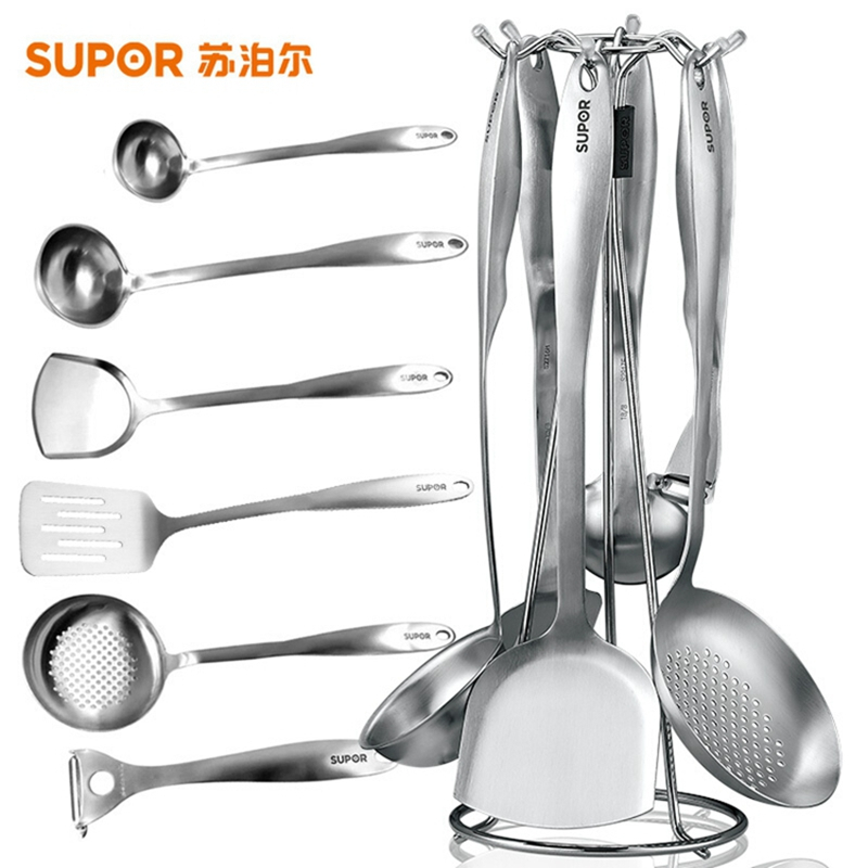 苏泊尔(SUPOR)T0908Q优质不锈钢铲子中式铲汤勺铲类易清洗典雅系列铲勺7件套 T0908Q典雅系列7件套