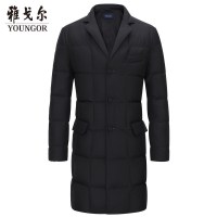 Youngor/雅戈尔男装商务休闲白鸭绒 商务休闲 优雅素色黑色茄克967AQA
