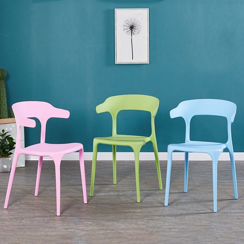 塑料椅成人加厚家用餐椅靠背椅子北欧创意餐桌椅咖啡厅休闲牛角椅