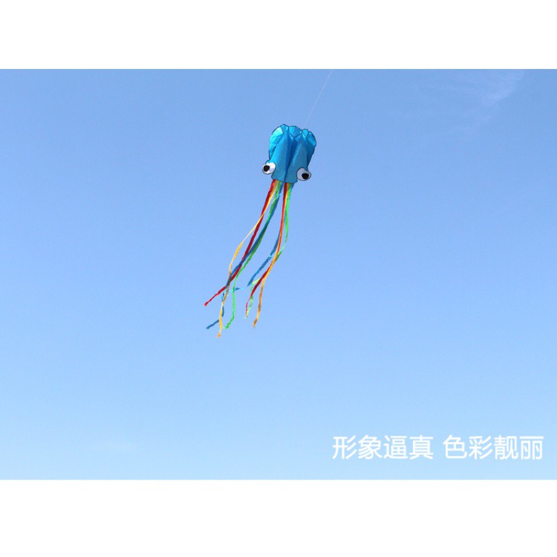 潍坊风筝新款儿童风筝软体章鱼风筝八爪鱼无骨架卡通风筝微风易飞创意 三维工匠 5.5米章鱼+800米线轮套餐颜色备注高清大图