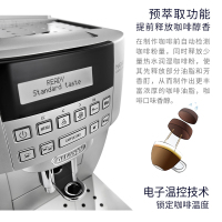 德龙（DeLonghi）ECAM22.360全自动咖啡机 蒸汽式自动奶泡研磨萃取一体豆粉两用 家用办公室意式浓缩卡布奇诺