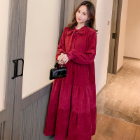盛世尼曼孕妇装红色连衣裙长款2021新款春秋款不显怀遮肚黑色大码春装长裙