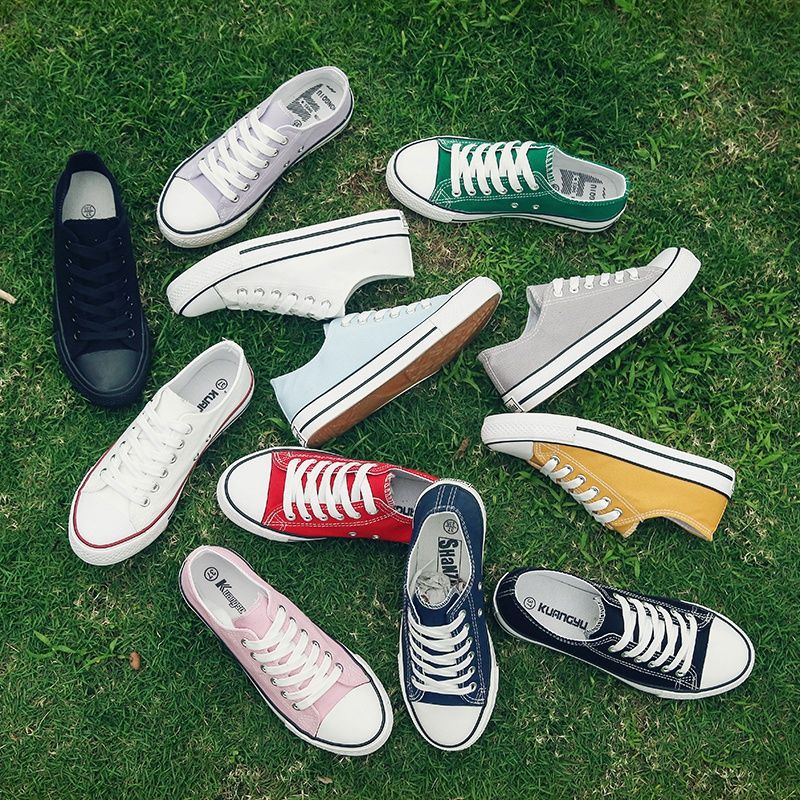 春秋新款学生帆布鞋女休闲情侣男女板鞋韩板透气小白鞋子高清大图