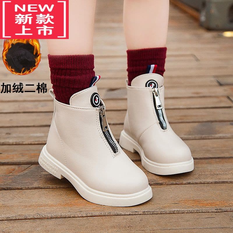 可莉允洋气儿童靴子秋冬款女童鞋女童马丁靴2020年新款秋季加绒二棉短靴图片